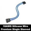 Premium Silicone Wire Single Sleeved 4 Pin Molex Extension Cable (Blue/White)