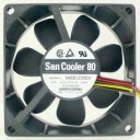 Sanyo 8025 80mm 12V 0.18A Cooling Radiator 3-Pin Fan