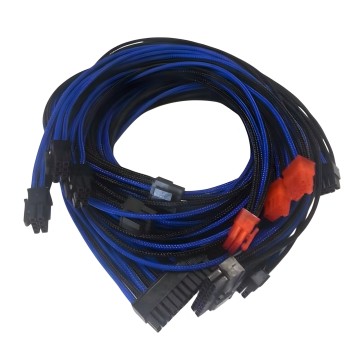 Premium Single Sleeved Modular Cables Set Black Blue for EVGA