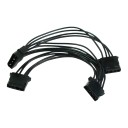 Single Braid 4 Pin Molex to 3 Way 4 Pin Molex Power Adapter 15cm Black