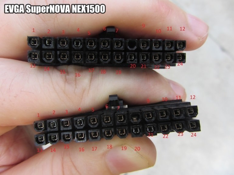 EVGA SuperNOVA NEX1500 PSU ATX Main Power Modular Cable 24pin to 24pin Pinout