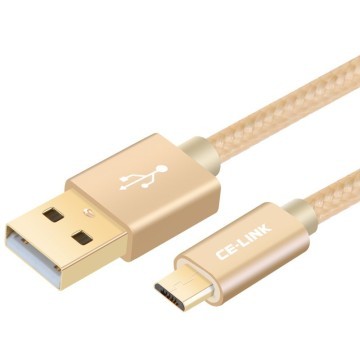 Premium Gold Plated Micro USB Fast Charge Cotton Sleeved Cable (Gold)