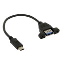 USB 3.1 Type C Male to USB 3.0 Type A Female Panel Mount Cable OTG