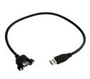 USB 3.0 Type-A Extension Cable with Panel Mounts (Black)