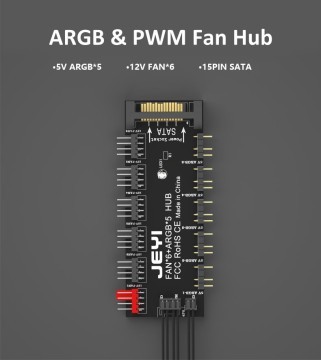 6 x PWM Fan and 5 x ARGB Control PCB Board Hub with SATA Powered - MODDIY