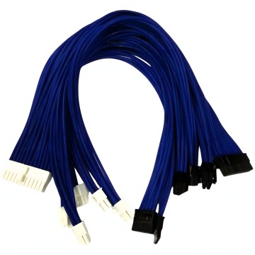 Single Sleeved Power Supply Modular Complete Cables Set Blue for Silverstone