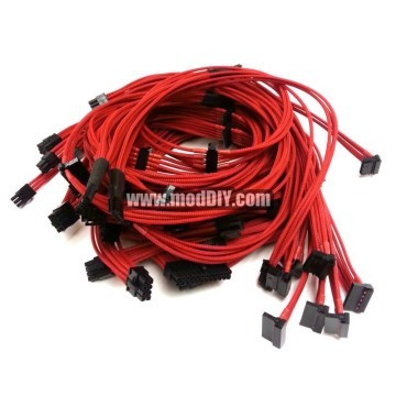 SilverStone Strider ST1500 Premium Single Braid Modular Cables Complete Set (Red)