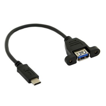 USB 3.1 Type-C Male to USB 3.0 Type-A Female Panel Mount Cable (OTG)