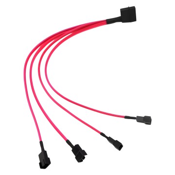 Premium Sleeved 4 Pin Molex to 4 x 3-Pin Fan Splitter Cable UV Pink