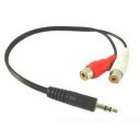 3.5mm Audio Phono Jack Male to 2 x Female RCA AV Adapter (25cm)