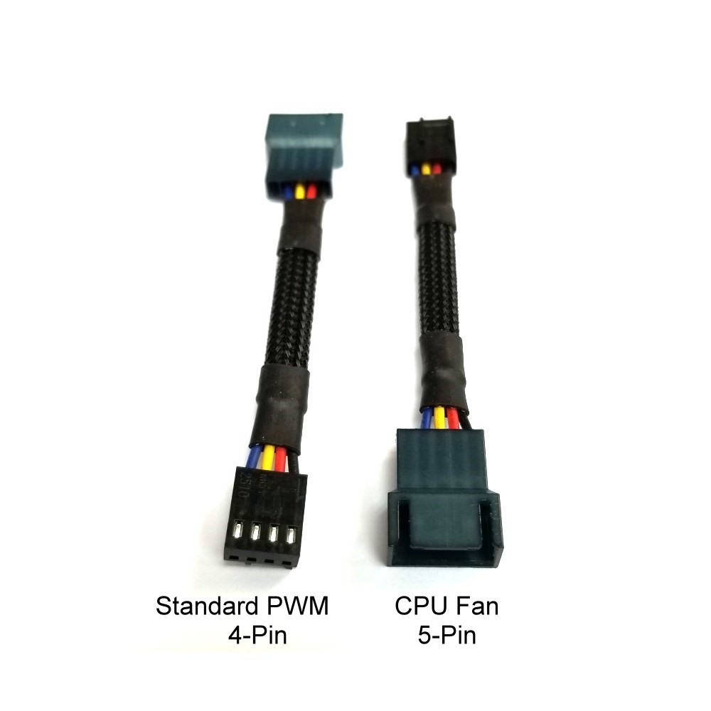 HP 5 Pin CPU Fan to 4 Pin Standard PWM Fan Adapter Sleeved Cable (5cm)