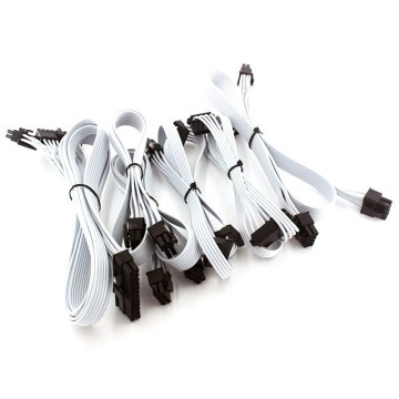 Premium All White Ribbon Wire PSU Modular Cables for White PC Build