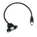 USB 2.0 Type B to Type-A Extension Cable with Panel Mounts (Black)
