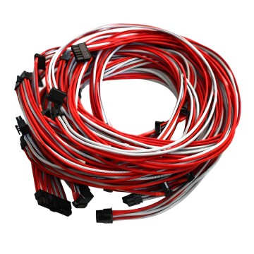 PSU Custom Single Sleeved Modular Cables Grey Red for Seasonic