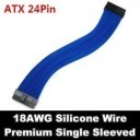 Premium Silicone Wire Single Sleeved 24 Pin ATX Main Power Extension Cable (Blue)