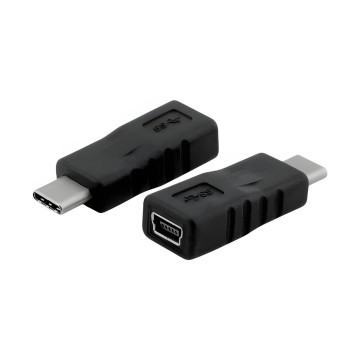 Mini USB Min B Female to USB 3.1 Type C Male Adapter Black