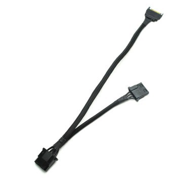 SATA Power to Dual 4-Pin Molex Cable Adapter