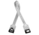 High-Speed 6Gbps SATA3 SATA III Transparent Silver Wire Data Cable (20cm)