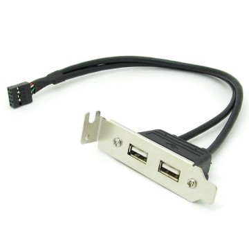 USB 2.0 9-Pin Header to 2-Port Low-Profile Panel Bracket Cable (Black)