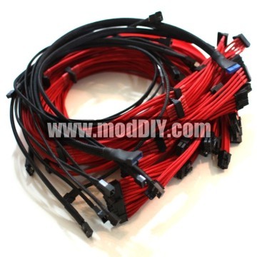 Seasonic/Corsair Single Sleeved Power Supply Modular Complete Cables Set (Black/Red)