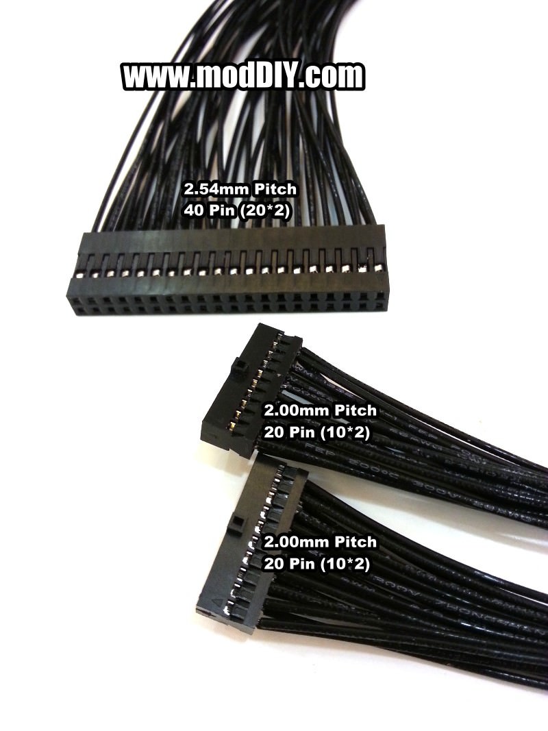 40 Pin 2.54mm Pitch Dupont to Dual 20 Pin 2.00mm Pitch Dupont Cable - MODDIY