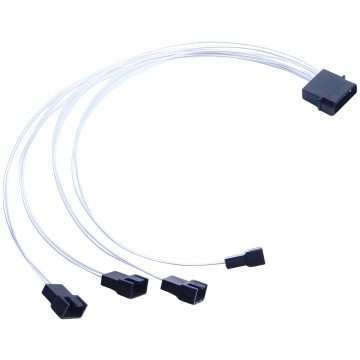 Premium Silver Wire 4 Pin Molex to 4 x Fan Connector Splitter Cable