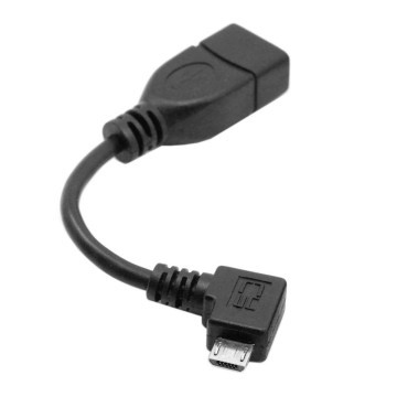 USB Type A Female to USB Micro Male Angled OTG Adapter Cable 10cm