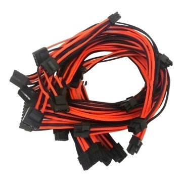 Single Sleeved Power Supply Modular Cables Set Black Orange for XFX