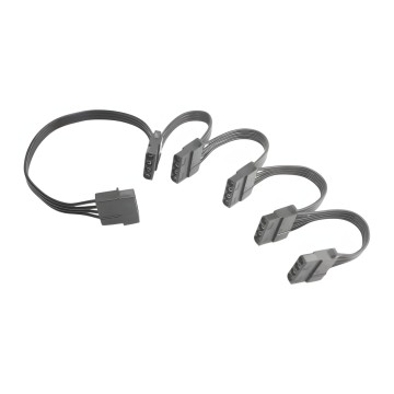 Premium Ribbon Wire 4 Pin Molex to 5 x 4 Pin Adapter Cable Black