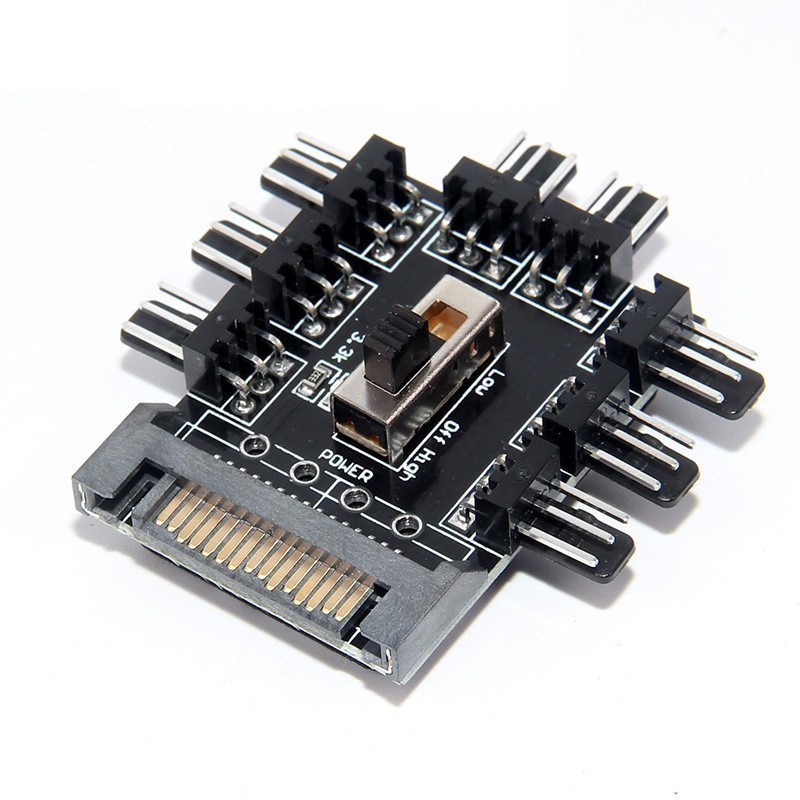 8 Way 3 Pin 4 Pin Micro Fan Pwm Speed Controller Hub Sata Powered Moddiy Com