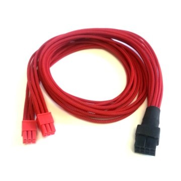 PCI-E 8-Pin to Dual 6-Pin 1-to-2 Split Power Cable - Premium Red Single Sleeved (76cm)