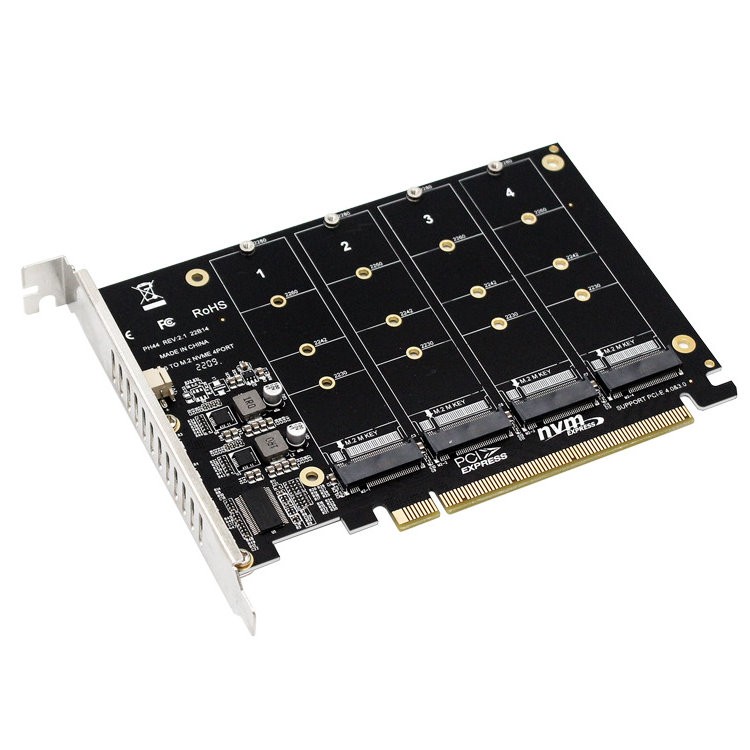 Adaptateur SSD M.2 NGFF à 3 ports - 1x M.2 PCIe (NVMe), 2x M.2 SATA III -  PCIe 3.0