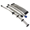Premium Single Sleeved Modular Cables Set Grey Silver for Silverstone