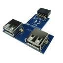 Internal USB 9 Pin to T Split 2 x USB Type A Female Adapter PCB Board