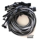 Seasonic Single Sleeved Power Supply Modular Cables Mega Set - Black / Silver Grey