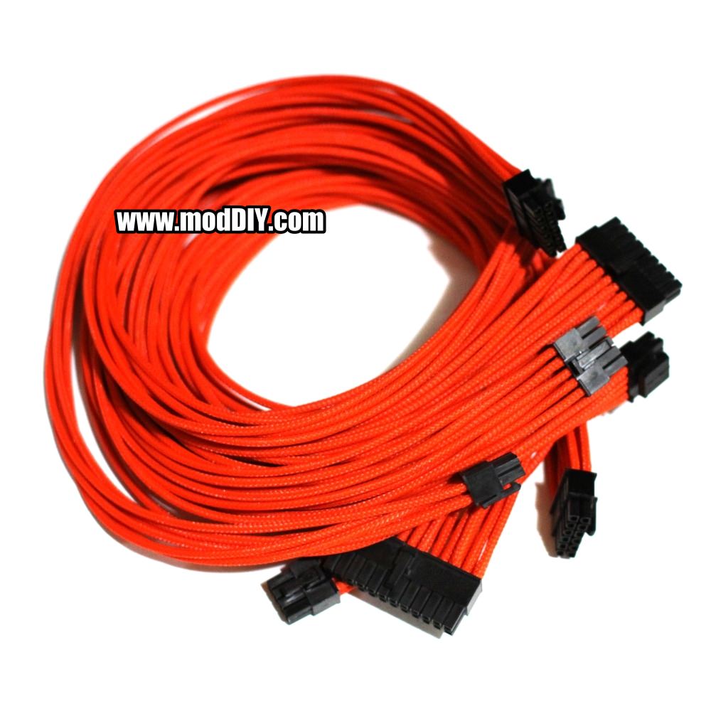 Corsair Series Single Sleeved Power Supply Cables Kit Orange) - MODDIY