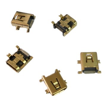 Gold Plated Mini USB 8 Pin Female Connector