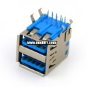 USB 3.0 Dual Type-A 9-Pin Female Connector AF for PCB Mount