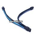 Premium Single Braid Sleeved PCI-E 6-Pin to Dual 6-Pin Y Split Cable (Black/UV-Blue)
