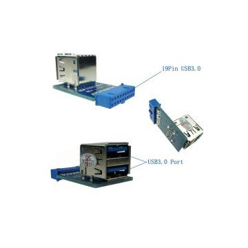 Internal USB 3.0 19-Pin / 20-Pin to Double 2 x USB Type-A Female Adapter PCB Board