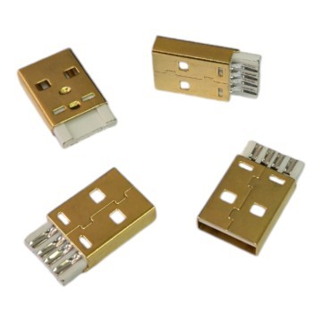 Gold Plated USB Type A 4 Pin Male Connector