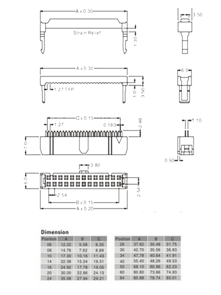 2.54mm Pitch FC 10P Double Row ISP IDC Female Socket Header Connector 