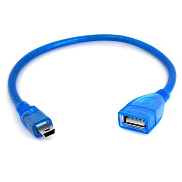 USB 2.0 Type A Female to Mini USB Male Cable Blue