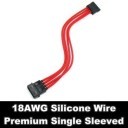 Premium Silicone Wire Single Sleeved 4 Pin Molex to 5 Pin SATA Adapter Cable (Red)
