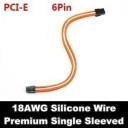 Premium Silicone Wire Single Sleeved 6 Pin PCI-E Extension Cable (Orange/White)
