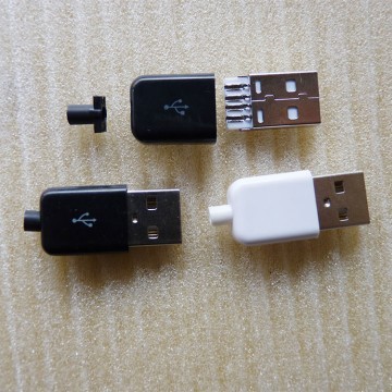 Apple Style USB Type-A Male Connector (Black/White)