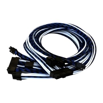 Custom Single Sleeved Modular Cables Black Blue White for Corsair