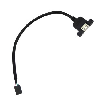 USB 4 Pin to Single USB Type A with Panel Mounts Black