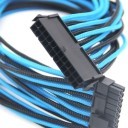 Premium Single Braid Sleeved 24-Pin (20+4) Extension Cable (Black/UV Light Blue)